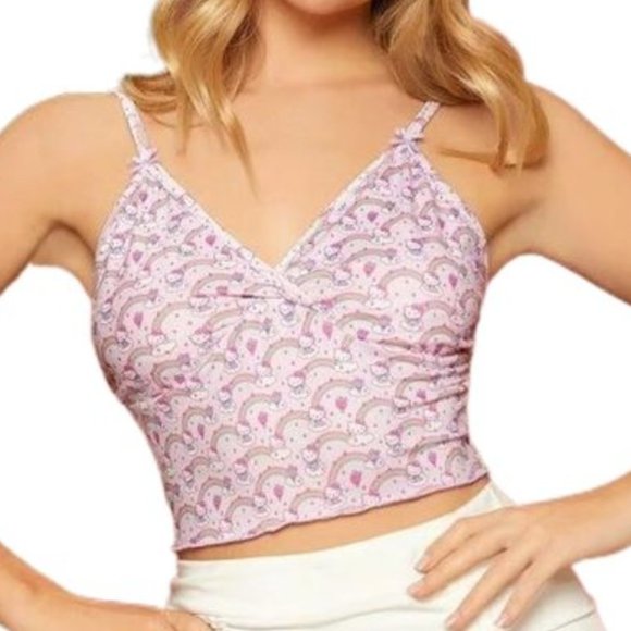 Hello Kitty Tops - *SOLD* HELLO KITTY Rainbow Graphic Crop Tank Top, size M